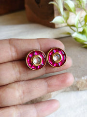 Elegant Gold-Plated Kundan Stud Earrings for Daily Wear | Dynamic Jewelove