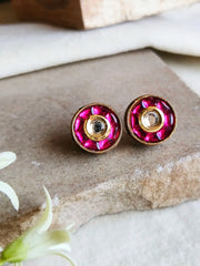 Elegant Gold-Plated Kundan Stud Earrings for Daily Wear | Dynamic Jewelove