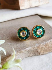 Elegant Gold-Plated Kundan Stud Earrings for Daily Wear | Dynamic Jewelove