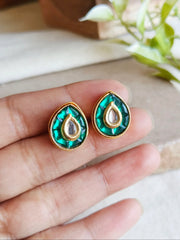 Gold-Plated Pan-Shaped Kundan Stud Earrings for Daily Wear | Dynamic Jewelove