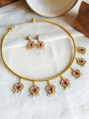 Elegant Gold-Plated Hasli Set with Dangler Earrings | Dynamic Jewelove