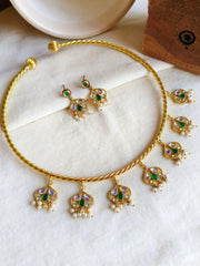 Elegant Gold-Plated Hasli Set with Dangler Earrings | Dynamic Jewelove