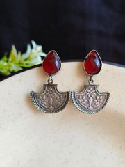 Handcrafted Silver-Tone Oxidized Dangler Earrings – Timeless Elegance | Dynamic Jewelove