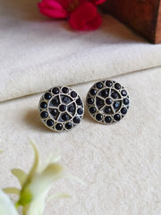 Elegant Oxidized Silver Stud Earrings – Daily Chic Look | Dynamic Jewelove