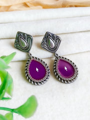 Silver Look-Alike Hand-Painted Enamel Dangler Earrings for Chic Style | Dynamic Jewelove