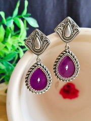 Silver Look-Alike Hand-Painted Enamel Dangler Earrings for Chic Style | Dynamic Jewelove