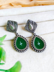 Silver Look-Alike Hand-Painted Enamel Dangler Earrings for Chic Style | Dynamic Jewelove