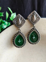 Silver Look-Alike Hand-Painted Enamel Dangler Earrings for Chic Style | Dynamic Jewelove