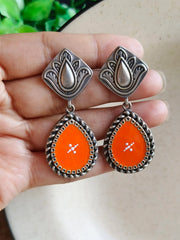 Silver Look-Alike Hand-Painted Enamel Dangler Earrings for Chic Style | Dynamic Jewelove