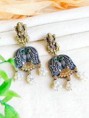 Divine Dual-Tone Goddess Dangler Earrings with Pearl Elegance | Dynamic Jewelove