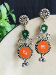 Silver Polish Hand-Painted Meenakari Dangler Earrings | Dynamic Jewelove