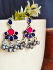 Hand-Painted Silver Enamel Danglers – Elegant & Timeless | Dynamic Jewelove