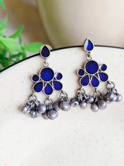 Hand-Painted Silver Enamel Danglers – Elegant & Timeless | Dynamic Jewelove