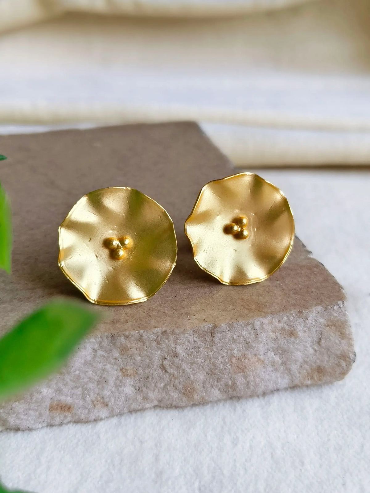 Elegant Gold-Plated Floral Stud Earrings for Everyday Charm | Sarichka