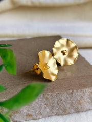 Elegant Gold-Plated Floral Stud Earrings for Everyday Charm | Dynamic Jewelove