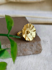 Gold-Plated Floral Stud Earrings & Adjustable Ring Combo | Dynamic Jewelove