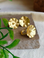 Gold-Plated Floral Stud Earrings & Adjustable Ring Combo | Dynamic Jewelove