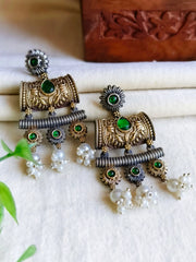 Navratri Dual-Tone Oxidised Dangler Earrings with Ethnic Elegance | Dynamic Jewelove