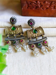 Navratri Dual-Tone Oxidised Dangler Earrings with Ethnic Elegance | Dynamic Jewelove