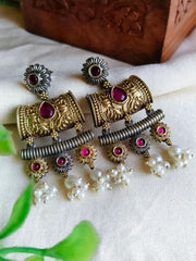 Navratri Dual-Tone Oxidised Dangler Earrings with Ethnic Elegance | Dynamic Jewelove