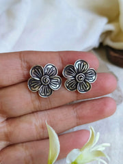 Elegant German Silver Floral Stud Earrings | Dynamic Jewelove