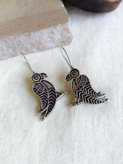 Oxidised German Silver Bird Hook Earrings | Dynamic Jewelove