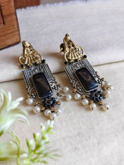Dual-Tone Monalisa & Pearl Earrings | Dynamic Jewelove