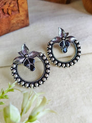 Oxidised Floral Stud Earrings for Women | Dynamic Jewelove