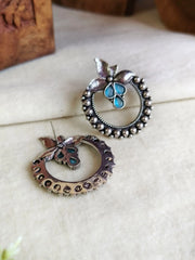 Oxidised Floral Stud Earrings for Women | Dynamic Jewelove