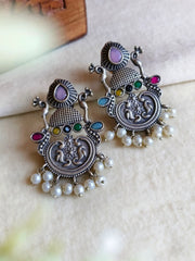 Oxidised Silver Party Stud Earrings | Dynamic Jewelove