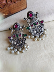 Oxidised Silver Party Stud Earrings | Dynamic Jewelove