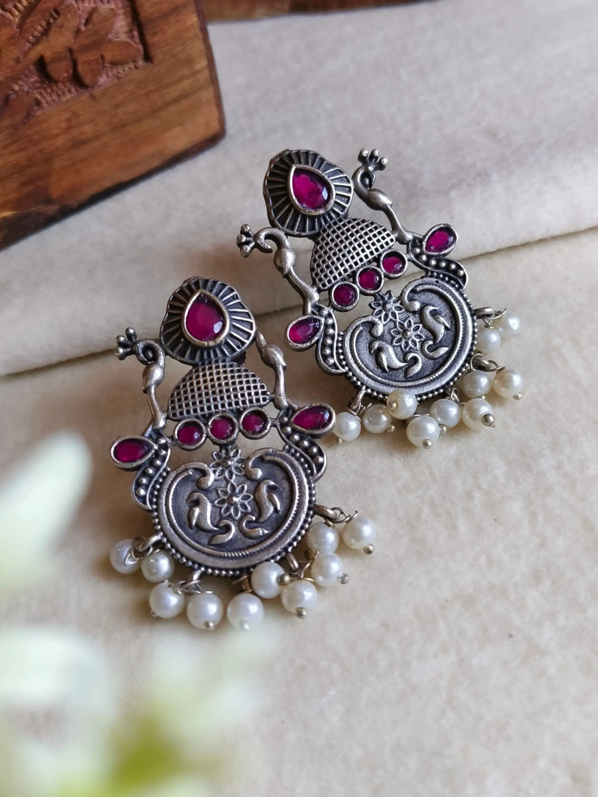 Oxidised Silver Party Stud Earrings | Dynamic Jewelove