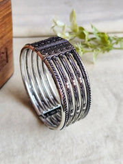Elegant German Silver Navratri Openable Kadas Set | Dynamic Jewelove