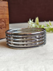 Elegant German Silver Navratri Openable Kadas Set | Dynamic Jewelove