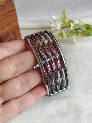Elegant German Silver Navratri Openable Kadas Set | Dynamic Jewelove