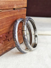 Antique Peacock Silver Kadas with Grace | Dynamic Jewelove