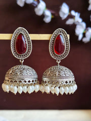 Monalisa & Pearl Silver Jhumka Glam | Dynamic Jewelove