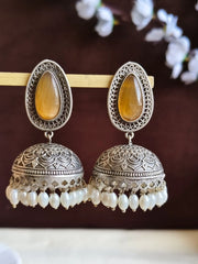 Monalisa & Pearl Silver Jhumka Glam | Dynamic Jewelove