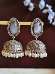 Monalisa & Pearl Silver Jhumka Glam | Dynamic Jewelove