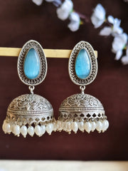 Monalisa & Pearl Silver Jhumka Glam | Dynamic Jewelove