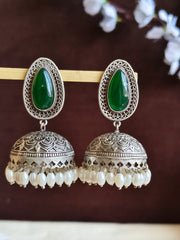Monalisa & Pearl Silver Jhumka Glam | Dynamic Jewelove