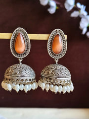 Monalisa & Pearl Silver Jhumka Glam | Dynamic Jewelove