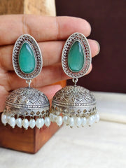 Monalisa & Pearl Silver Jhumka Glam | Dynamic Jewelove