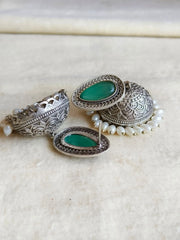 Monalisa & Pearl Silver Jhumka Glam | Dynamic Jewelove