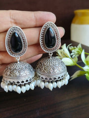 Monalisa & Pearl Silver Jhumka Glam | Dynamic Jewelove