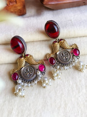 Antique Pearl Two-Tone Party Danglers | Dynamic Jewelove