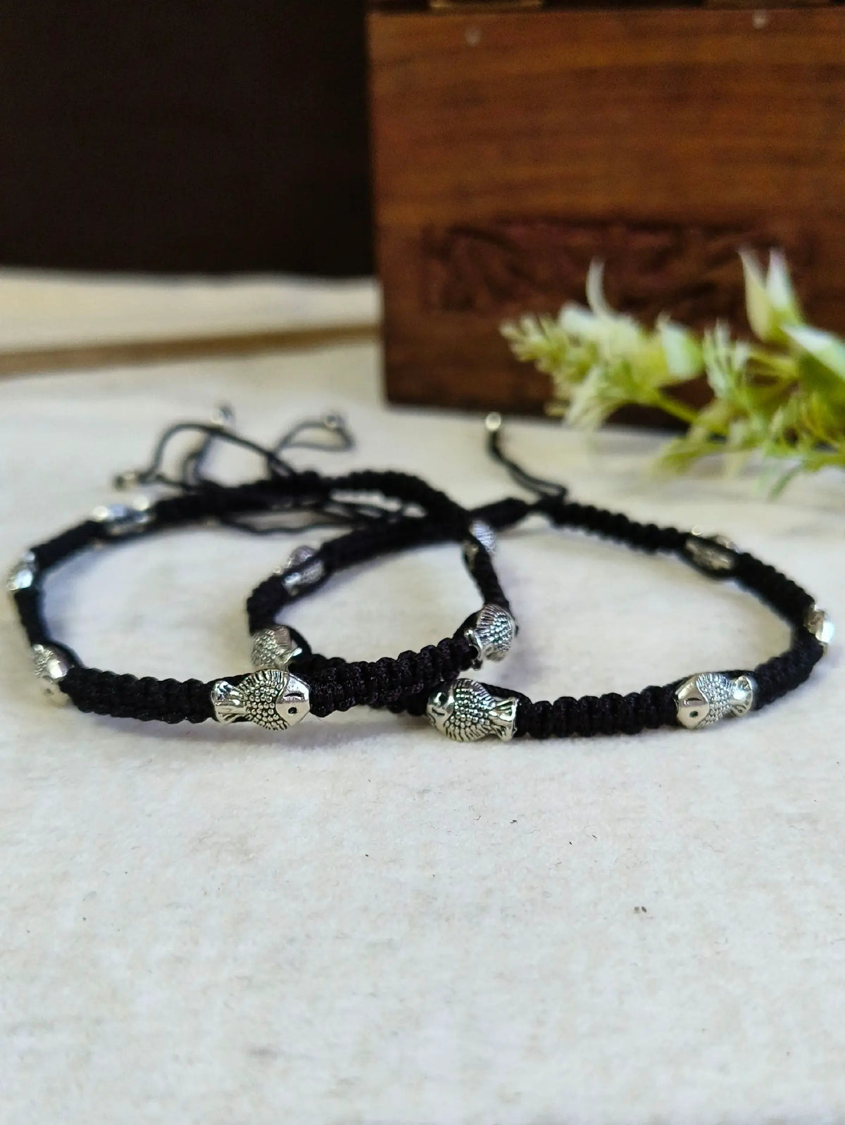 Adjustable Fish Thread Anklet in German Silver | Dynamic Jewelove
