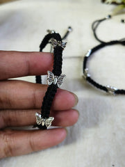 Butterfly Bliss German Silver Thread Anklets | Dynamic Jewelove