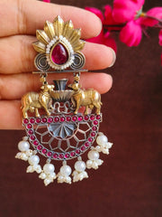 Dual-Tone Nandi Pearl Festive Danglers | Dynamic Jewelove