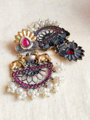 Dual-Tone Nandi Pearl Festive Danglers | Dynamic Jewelove